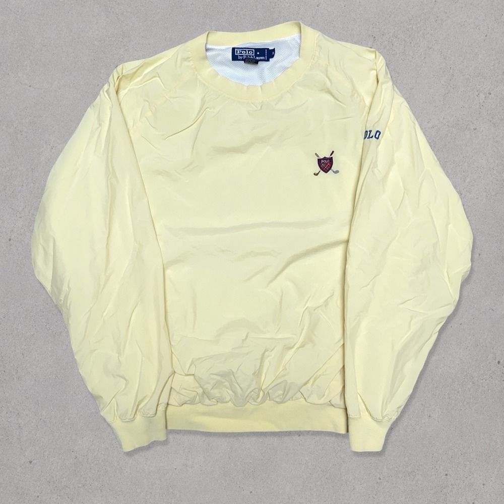 Polo Ralph Lauren Golf Windbreaker Pullover Yellow Golf Crest Logo Size M